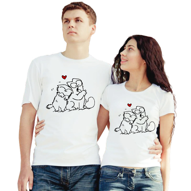 Футболки парные Кот и кошка - фото