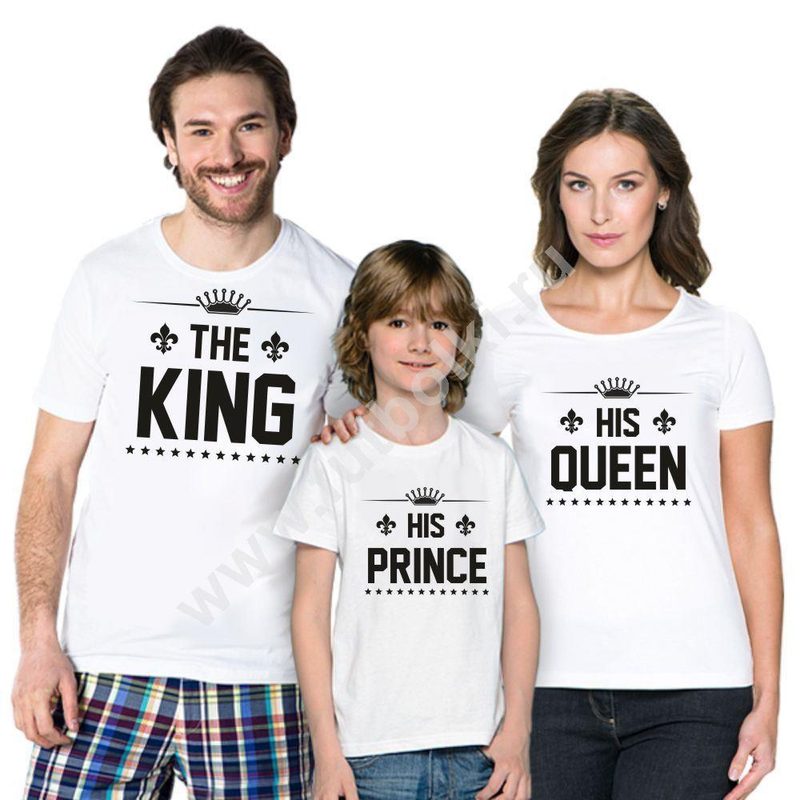 Футболки для семьи на троих King Queen Prince - фото