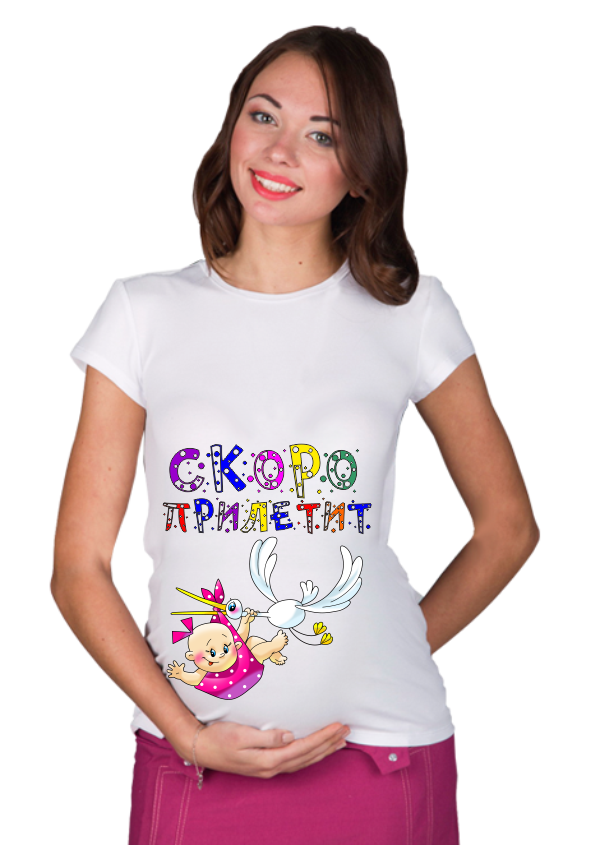 Футболка для беременных Скоро прилетит, девочка - фото