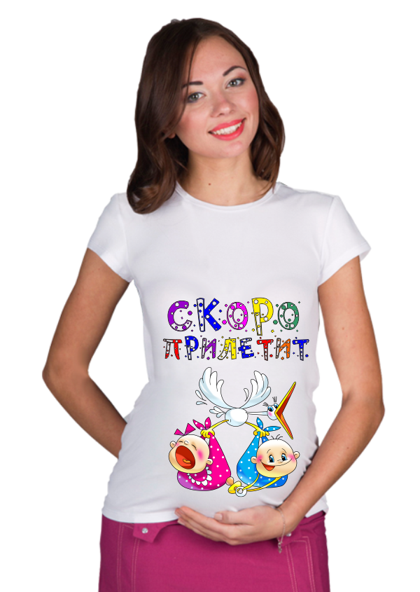 Футболка для беременных Скоро прилетит /двойня/ - фото