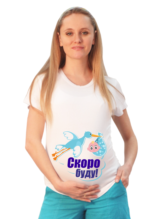 Футболка для беременных Скоро буду /аист/ - фото