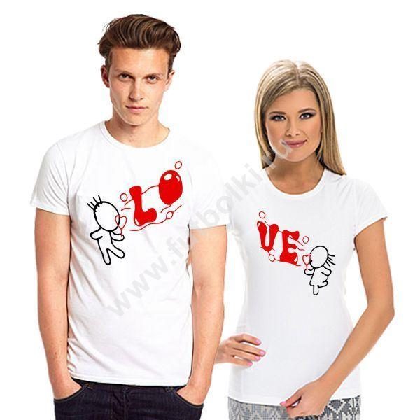 Футболки парные для двоих влюбленных Love, мыльные пузыри - фото