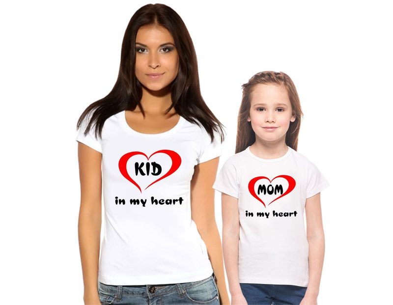 Футболки для мамы и дочки Kid / Mom in my heart - фото
