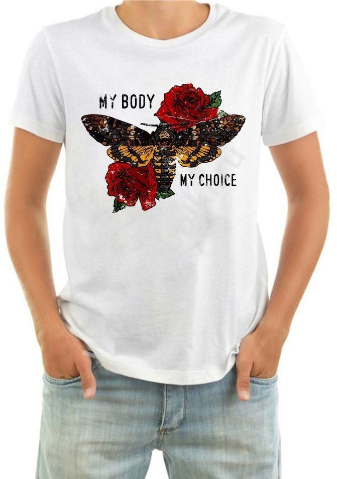 Футболка мужская My body my choice, бабочка - фото