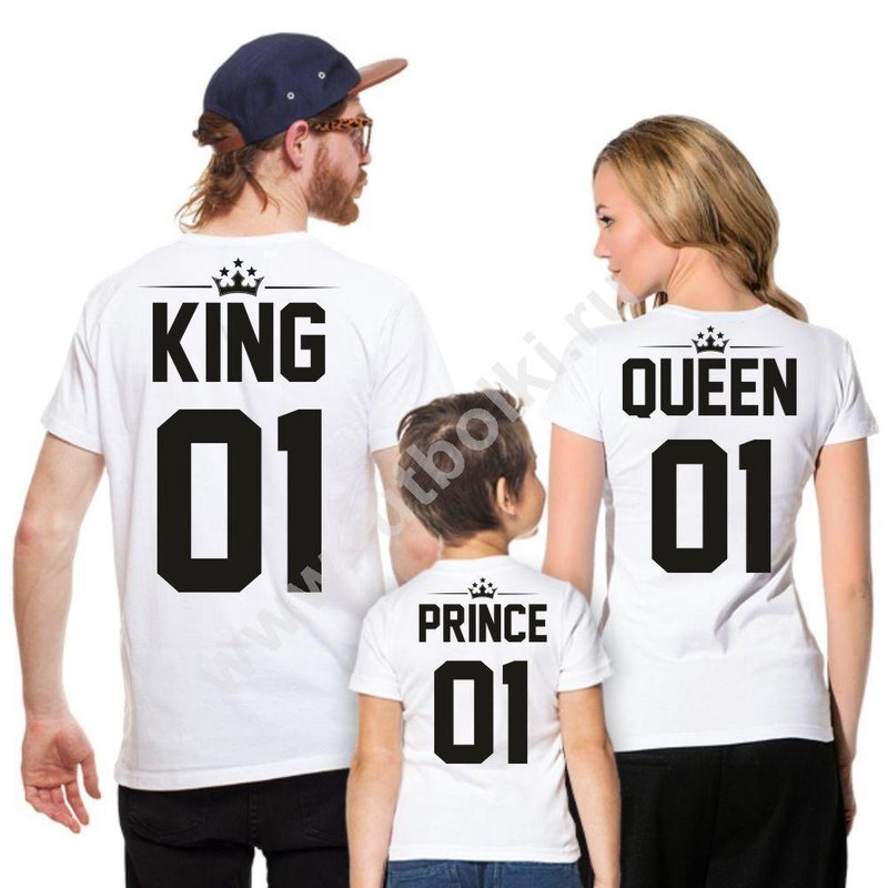 Футболки для семьи на троих King queen prince 01 - фото