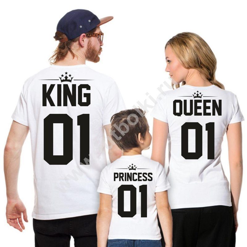Футболки для семьи на троих King queen princess 01 - фото