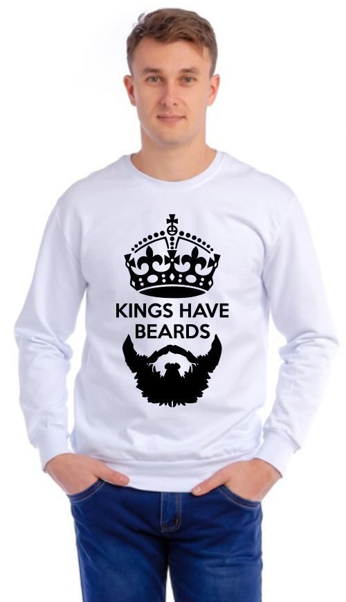 Толстовка (свитшот) мужская Kings have beards - фото