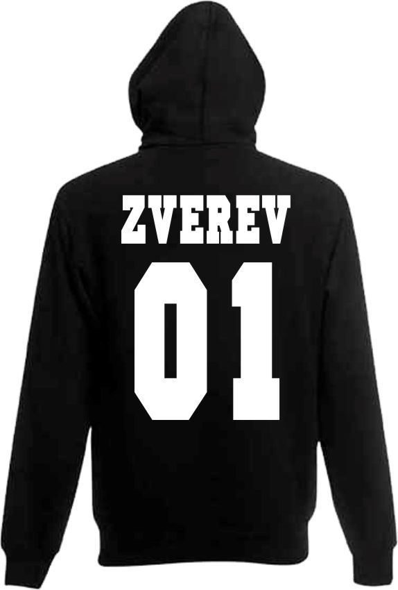 Толстовка с капюшоном ZVEREV 01 с фамилией и номером на заказ - фото