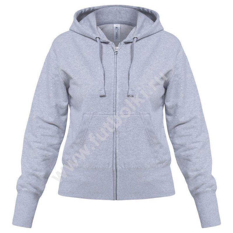 Толстовка женская Hooded Full Zip серый меланж - фото