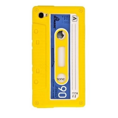 Силиконовый чехол Кассета для iPhone 4G желтый - фото