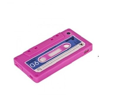 Силиконовый чехол Кассета для iPhone 4G малиновый - фото