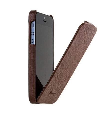 Кожаный Чехол Fashion для iPhone 5 Коричневый - фото