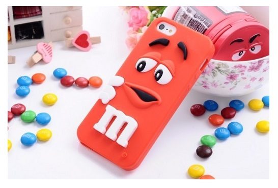 Силиконовый чехол M&M's для iPhone 4/4S (Цвет: коралловый) - фото