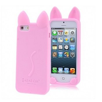 Силиконовый чехол Ko Ko cat  для iPhone 5/5S (Цвет: Черный) - фото