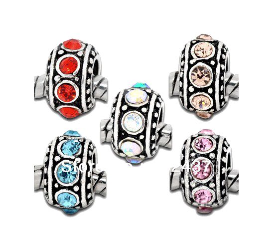 Шармики Mixed Antique Silver Rhinestone - фото