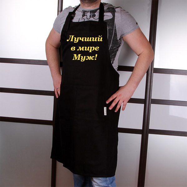 Фартук с вышивкой мужской Английский шик, черный - фото