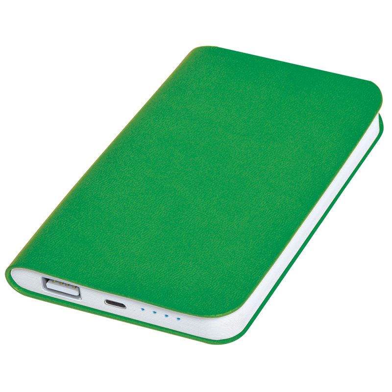 Универсальное зарядное устройство «Silki» (4000mAh),зеленый, 7,5х12,1х1,1см, искусственная кожа,плас - фото