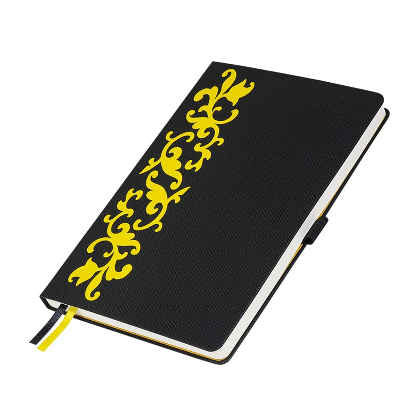Ежедневник недатированный, Portobello Trend, Русские Узоры, 145х210, 256 стр, черный/желтый - фото