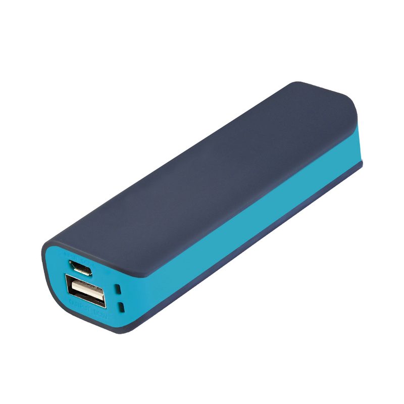 Внешний аккумулятор, Aster PB, 2000 mAh, пластик, 90х30х21 мм, серый/аква - фото