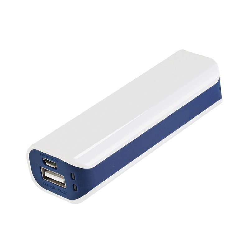 Внешний аккумулятор, Aster PB, 2000 mAh, пластик, 90х30х21 мм, белый/синий - фото