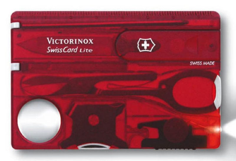 Набор инструментов SwissCard Lite, полупрозрачный красный - фото