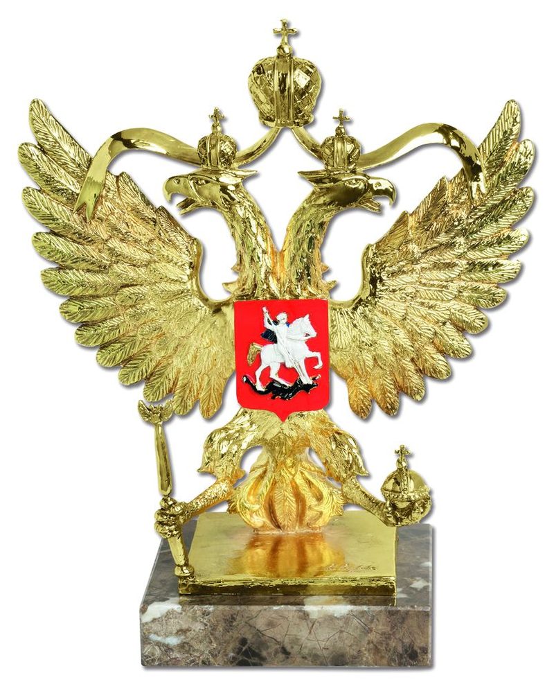 Скульптура «Герб России», золотой декор - фото