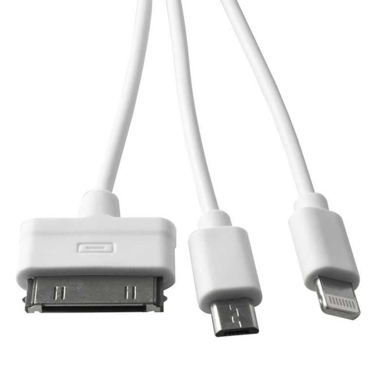 Кабель 3-в-1: micro USB, iPhone 5/6, iPhone 3/4 - фото