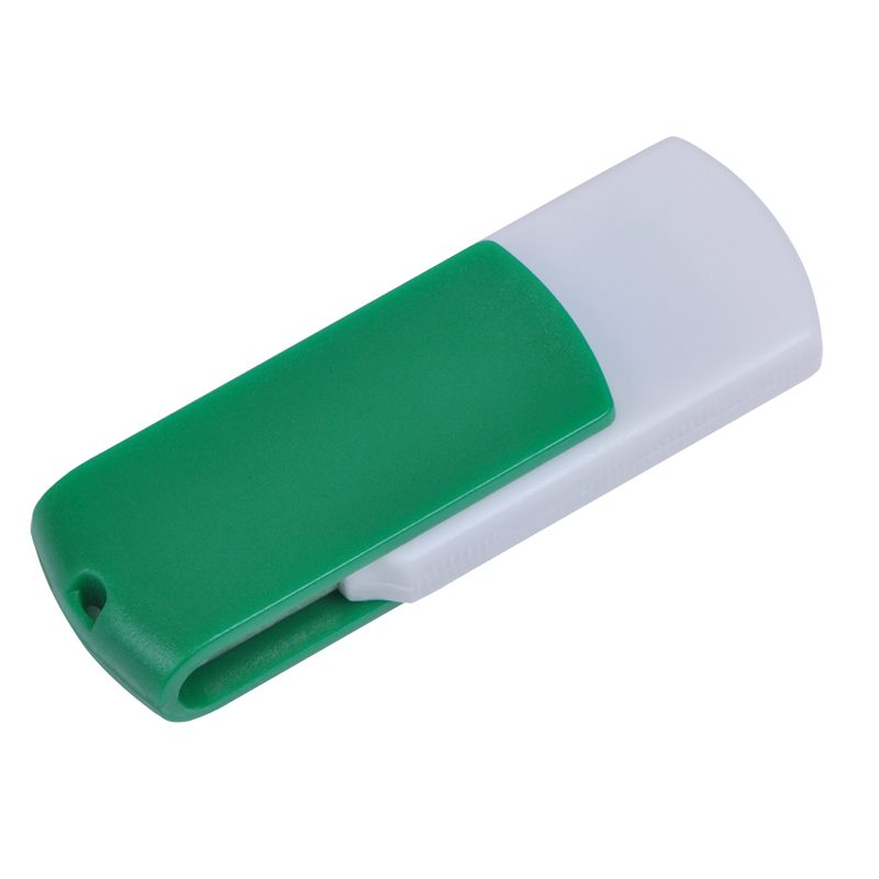 USB flash-карта «Easy» (8Гб),белая с зеленым, 5,7х1,9х1см,пластик - фото