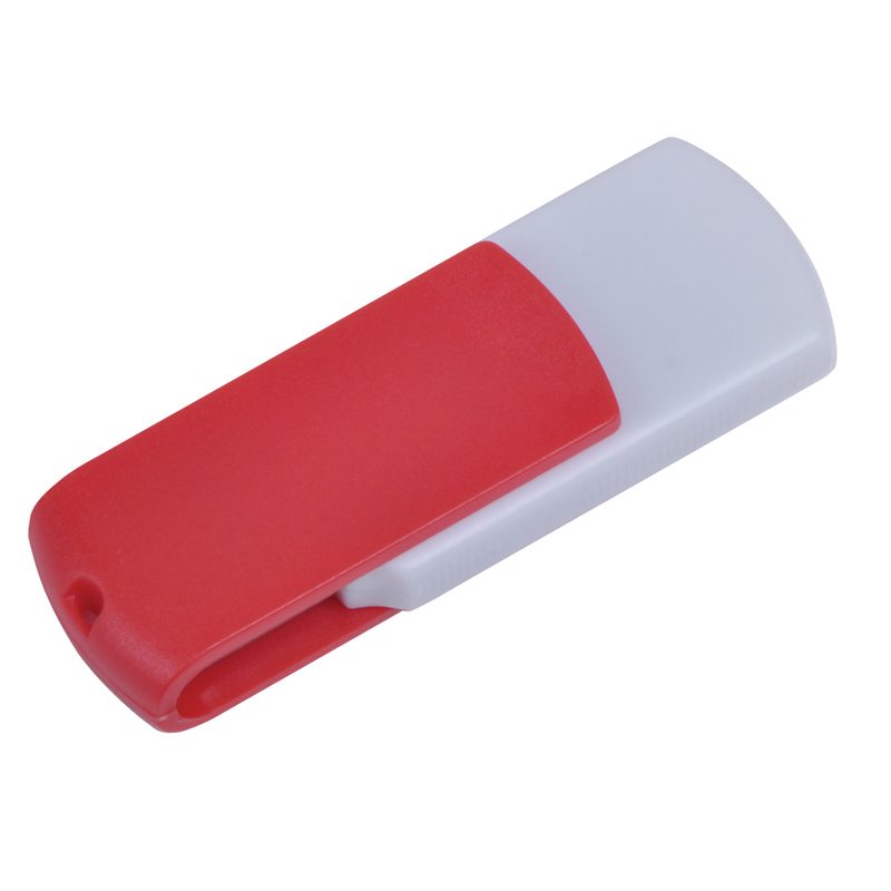USB flash-карта «Easy» (8Гб),белая с красным, 5,7х1,9х1см,пластик - фото
