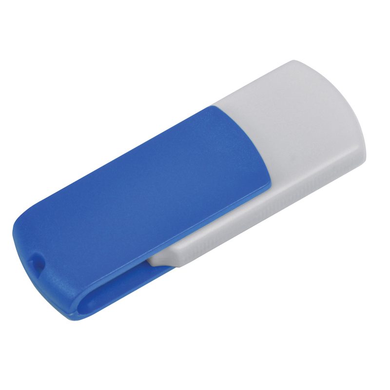 USB flash-карта «Easy» (8Гб),белая с синим, 5,7х1,9х1см,пластик - фото