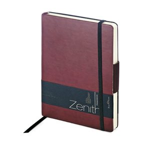 Ежедневник недатированный Zenith, бордовый, В6, бежевый блок, без обреза, ляссе, на резинке - фото