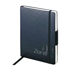 Ежедневник недатированный Zenith, черный, В6, бежевый блок, без обреза, ляссе, на резинке - фото