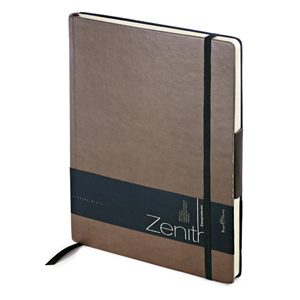Ежедневник недатированный Zenith, коричневый, В5, бежевый блок, без обреза, ляссе, на резинке - фото