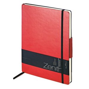 Ежедневник недатированный Zenith, красный, В5, бежевый блок, без обреза, ляссе, на резинке - фото