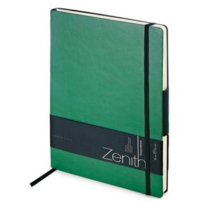 Ежедневник недатированный Zenith, зеленый, В5, бежевый блок, без обреза, ляссе, на резинке - фото