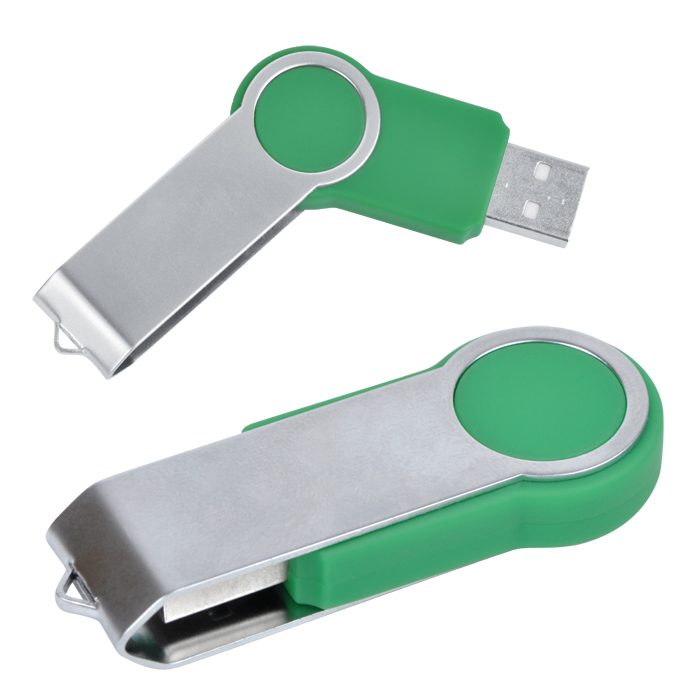 USB flash-карта «Swing» (8Гб),зеленая,6х2,3х1см,металл,пластик - фото