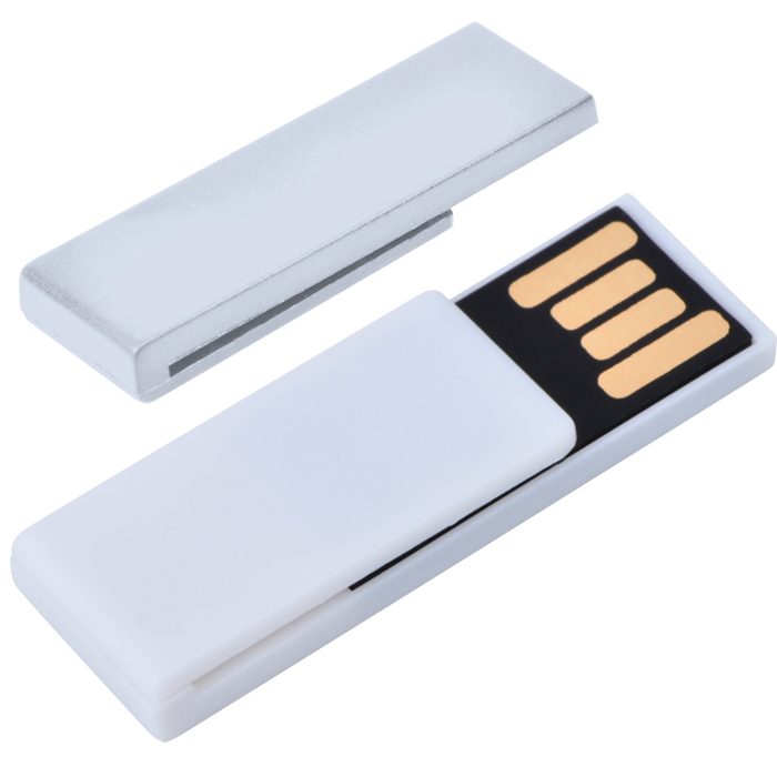 USB flash-карта «Clip» (8Гб),белая,3,8х1,2х0,5см,пластик - фото
