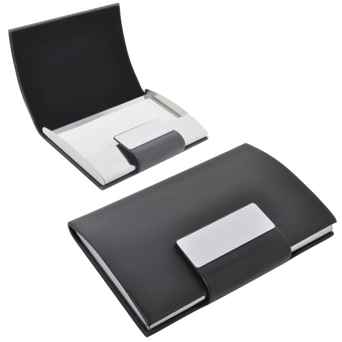 Визитница «Бонн» с магнитной застежкой , 9,5х6,5х1,2см, металл, искусств.кожа, лазерная гравировка - фото