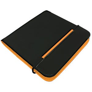 CD-холдер «New Style» 24 диска; черный/оранжевый; 15,8×15,8×1,5 см; полиэстер, микрофибра; шелкогр - фото