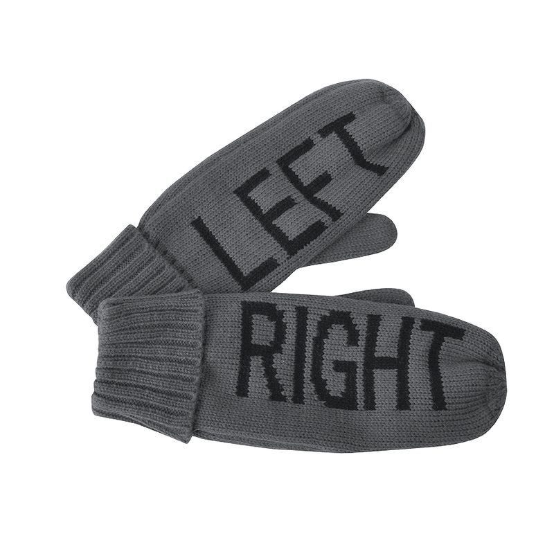 Варежки «LEFT&RIGHT»,  серый, L, акрил/флис внутри,  шеврон - фото