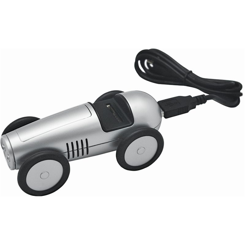 USB-разветвитель «Машинка» с картридером для карт SD/MMC; 11,5х5,5х5 см; пластик; тампопечать - фото
