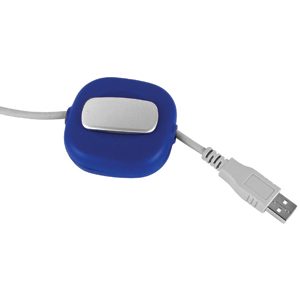 Катушка для USB-кабеля с фиксатором длины; синий; 6,3х5,9х2,4 см; пластик; тампопечать - фото