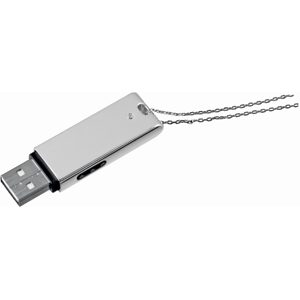 USB flash-память на цепочке (1 Gb); 6х1,6х0,8 см; посеребренный металл; лазерная гравировка - фото