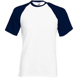 Футболка «Short Sleeve Baseball T», белый с глубоким темно-синим_L, 100% х/б, 160 г/м2 - фото