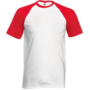 Футболка «Short Sleeve Baseball T», белый с красным_XL, 100% х/б, 160 г/м2 - фото