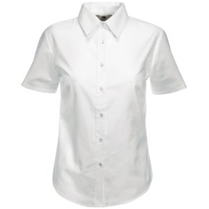 Рубашка «Lady-Fit Short Sleeve Oxford Shirt», белый_L, 70% х/б, 30% п/э, 130 г/м2 - фото