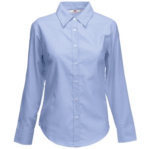 Рубашка «Lady-Fit Long Sleeve Oxford Shirt», светло-голубой_L, 70% х/б, 30% п/э, 135 г/м2 - фото