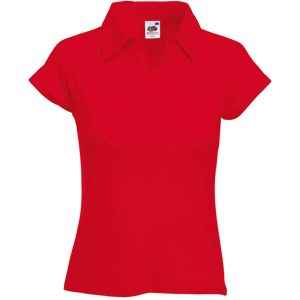 Поло «Lady-Fit Rib Polo», красный_XL, 100% х/б, 220 г/м2 - фото