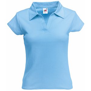 Поло «Lady-Fit Rib Polo», небесно-голубой_L, 100% х/б, 220 г/м2 - фото