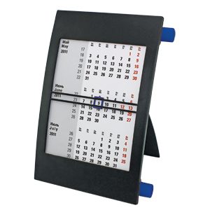 Календарь настольный на 2 года; черный с синим; 18х11 см; пластик; тампопечать, шелкография - фото